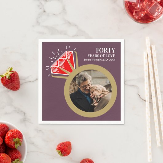 40周年結婚赤ルビーリング写真 スタンダードカクテルナプキン (インサイチュ)