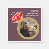 40周年結婚赤ルビーリング写真 スタンダードカクテルナプキン (正面)