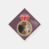 40周年結婚赤ルビーリング写真 スタンダードカクテルナプキン (角)