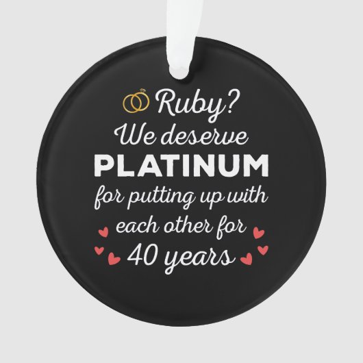 40周年結婚I - Ruby おもしろい Coule オーナメント (正面)