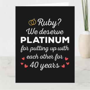 40周年結婚I - Ruby おもしろい Coule カード