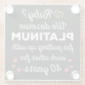 40周年結婚I - Ruby おもしろい Coule ガラスコースター (裏面)