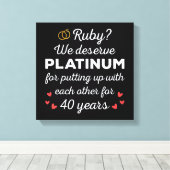 40周年結婚I - Ruby おもしろい Coule キャンバスプリント (インサイチュ (ウッドフロア))