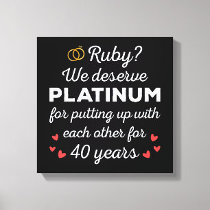 40周年結婚I - Ruby おもしろい Coule キャンバスプリント