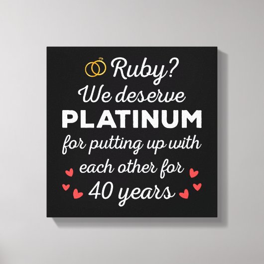 40周年結婚I - Ruby おもしろい Coule キャンバスプリント (正面)