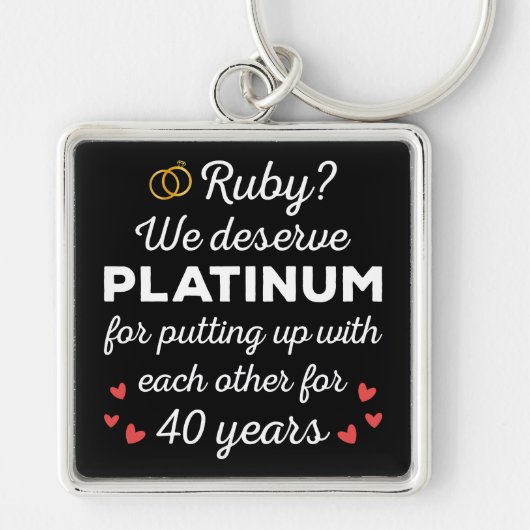 40周年結婚I - Ruby おもしろい Coule キーホルダー (正面)