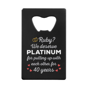 40周年結婚I - Ruby おもしろい Coule クレジットカード栓抜き