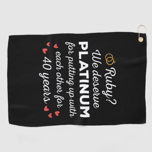 40周年結婚I - Ruby おもしろい Coule ゴルフタオル (横)