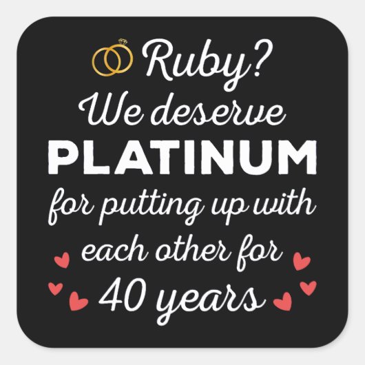 40周年結婚I - Ruby おもしろい Coule スクエアシール (正面)