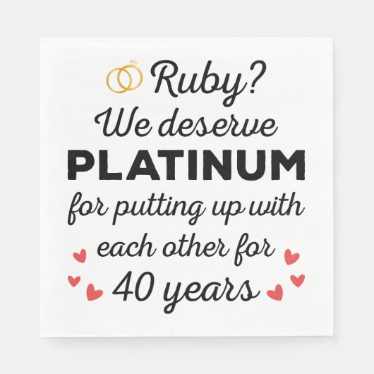 40周年結婚I - Ruby おもしろい Coule スタンダードランチョンナプキン (正面)