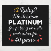 40周年結婚I - Ruby おもしろい Coule スパークリングワインラベル (シングルラベル)