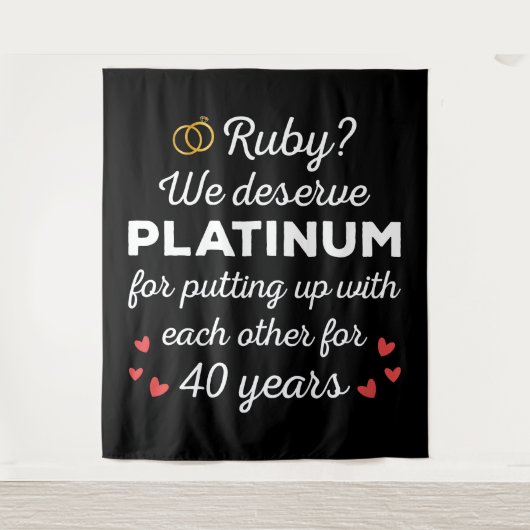 40周年結婚I - Ruby おもしろい Coule タペストリー (正面)