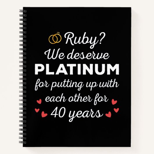 40周年結婚I - Ruby おもしろい Coule ノートブック (正面)