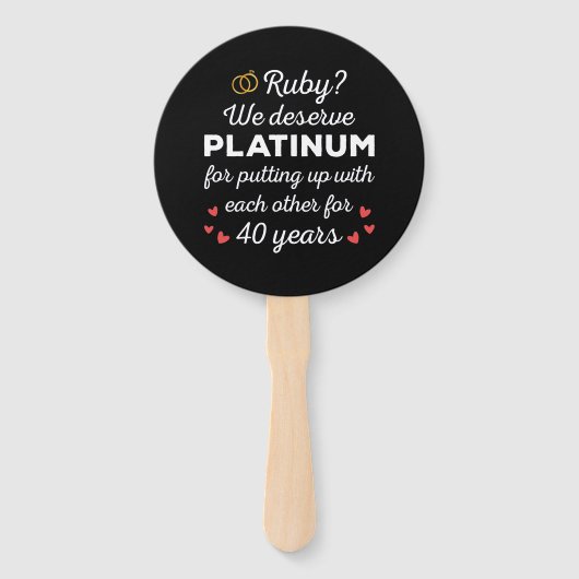 40周年結婚I - Ruby おもしろい Coule ハンドファン (裏面)