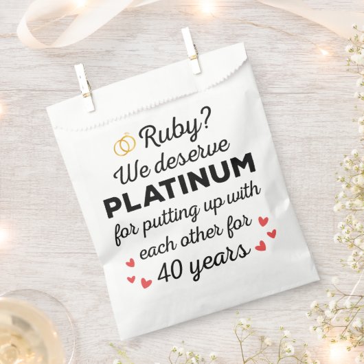 40周年結婚I - Ruby おもしろい Coule フェイバーバッグ (クリップ留めされた状態)