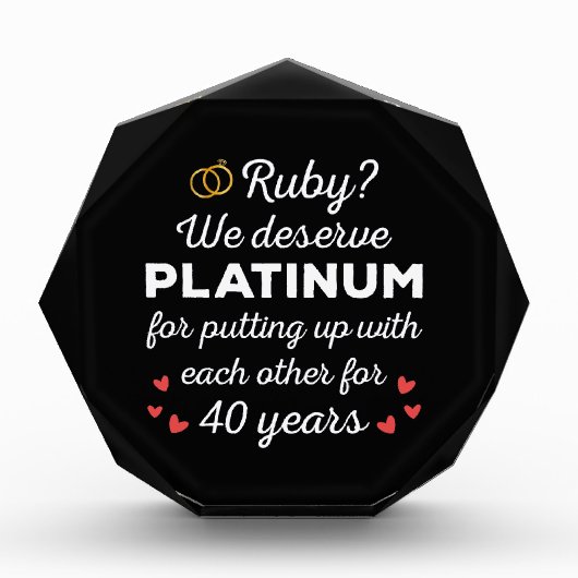 40周年結婚I - Ruby おもしろい Coule フォトブロック (正面)