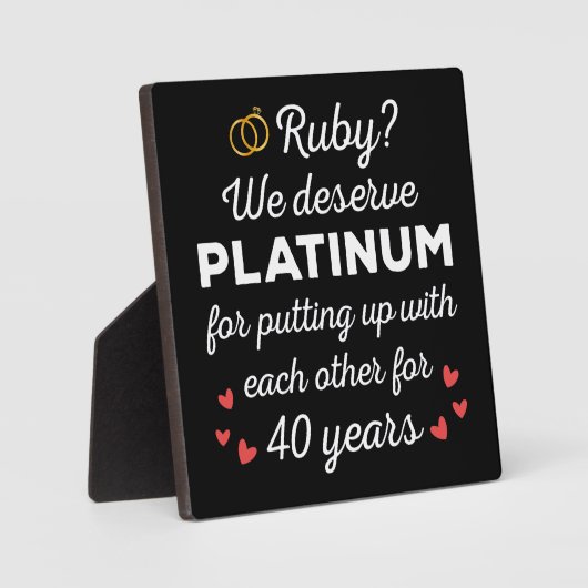 40周年結婚I - Ruby おもしろい Coule フォトプラーク (正面)