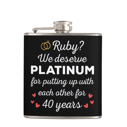 40周年結婚I - Ruby おもしろい Coule フラスク (正面)