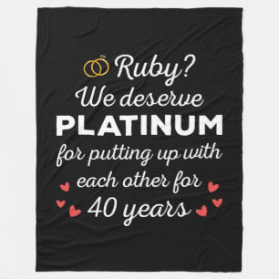 40周年結婚I - Ruby おもしろい Coule フリースブランケット