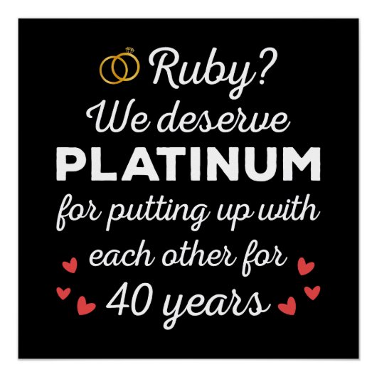 40周年結婚I - Ruby おもしろい Coule ポスター (正面)
