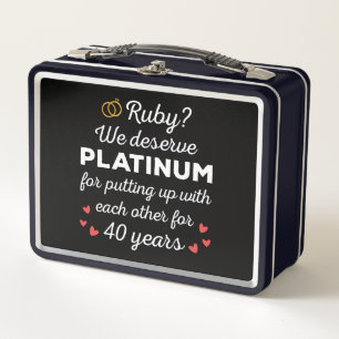 40周年結婚I - Ruby おもしろい Coule メタルランチボックス