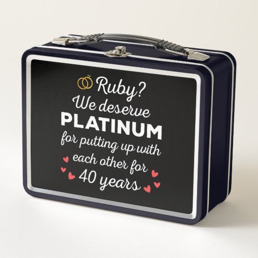 40周年結婚I - Ruby おもしろい Coule メタルランチボックス (正面)