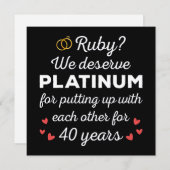 40周年結婚I - Ruby おもしろい Coule 招待状 (正面/裏面)