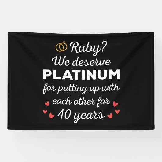 40周年結婚I - Ruby おもしろい Coule 横断幕 (横)