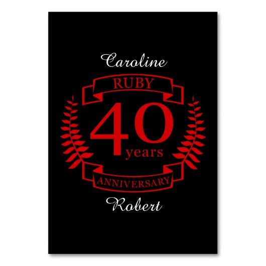 40周年結婚RUBY テーブルナンバー (正面)