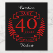 40周年結婚RUBY ワインラベル (シングルラベル)
