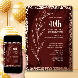 40周年記念お祝いフォイルフェイクデジタル 招待状