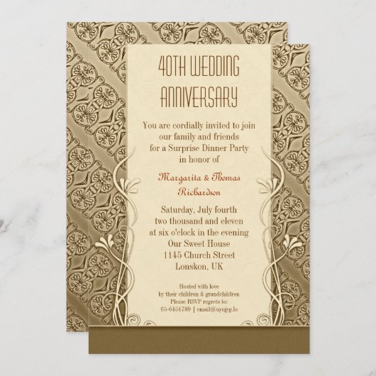 40周年記念のヴィンテージ招待状 招待状 (正面/裏面)