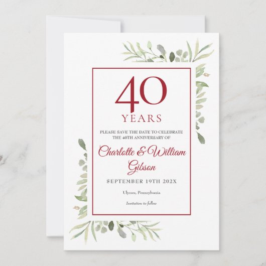 40周年記念の水の色の緑 セーブザデート (正面)