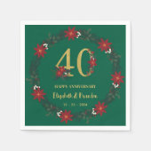 40周年記念クリスマスナパーソナライズされたプキンス スタンダードカクテルナプキン (正面)