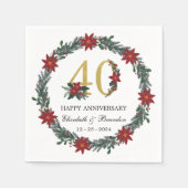 40周年記念クリスマスナパーソナライズされたプキンス スタンダードカクテルナプキン (正面)