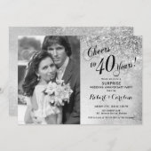 40周年記念サプライズ フォト付き - シルバー 招待状 (正面/裏面)