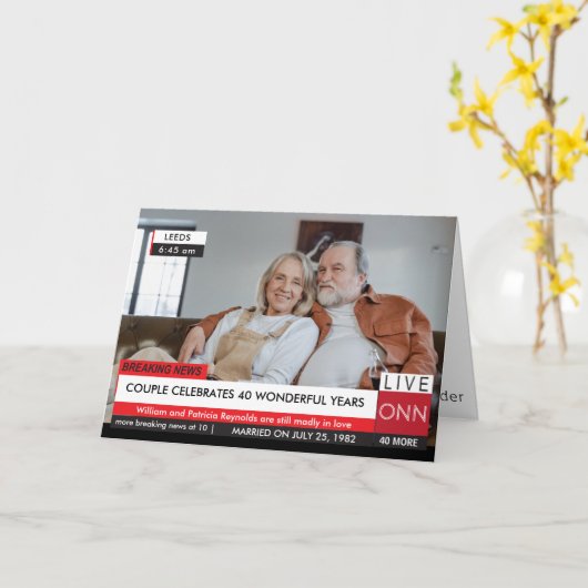 40周年記念テレビおもしろいニュース素晴らしい カード (黄色い花)