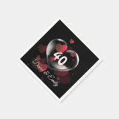 40周年記念ハートバブル赤いハート スタンダードカクテルナプキン (角)