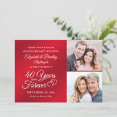 40周年記念ハート年を永遠に2枚の写真 招待状 (スタンド正面)