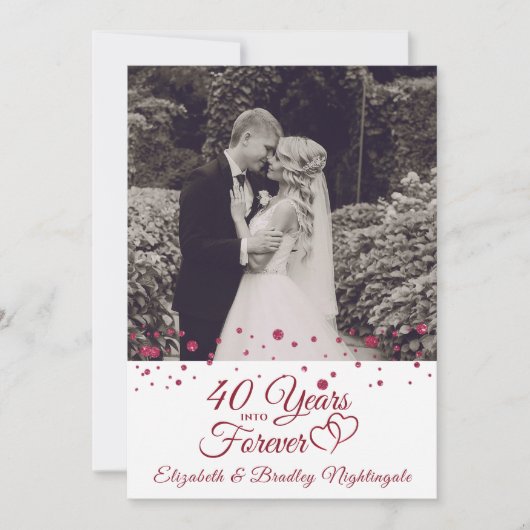 40周年記念ハート YEARS INTO FOREVER フォト 招待状 (正面)