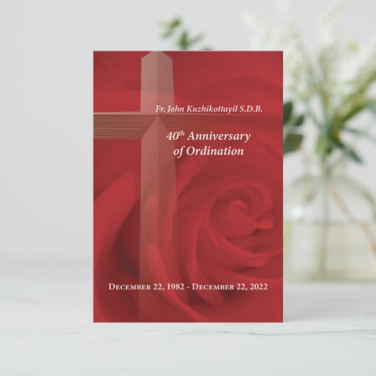 40周年記念バラ祈りの言葉カードフロント サンキューカード (スタンド正面)