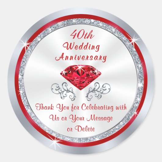 40周年記念パーソナライズされたシールをありがとう ラウンドシール (正面)