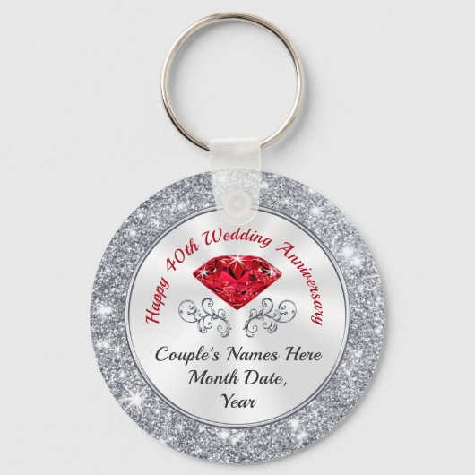 40周年記念パーソナライズされたパーティーの好意 キーホルダー (正面)
