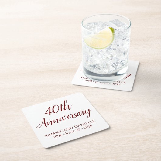 40周年記念パーティードリンクコースター食器 スクエアペーパーコースター (インサイチュ)