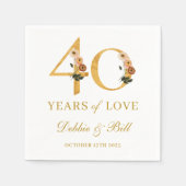 40周年記念パーティーワイルドフラワー40年の愛 スタンダードカクテルナプキン (正面)