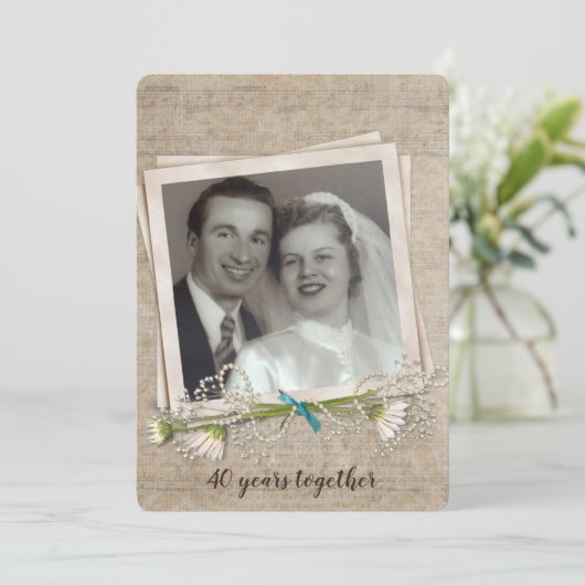 40周年記念パーティー古ファッションドい写真フレーム 招待状 (スタンド正面)