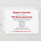 40周年記念ビジネス赤ダマスク 招待状 (裏面)