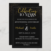 40周年記念ブラック結婚金ゴールドゴールデンインビタ 招待状 (正面/裏面)