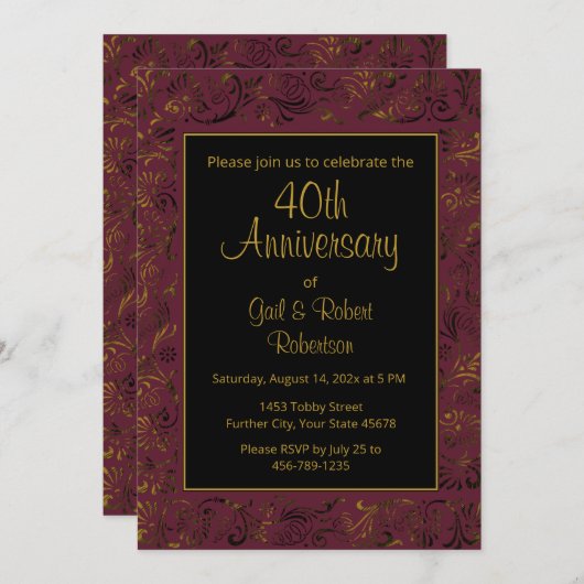40周年記念ブルゴーニュ金ゴールド 招待状 (正面/裏面)