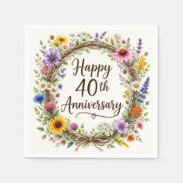 40周年記念ペーパーナプキン 40年間の結婚記念日 スタンダードカクテルナプキン